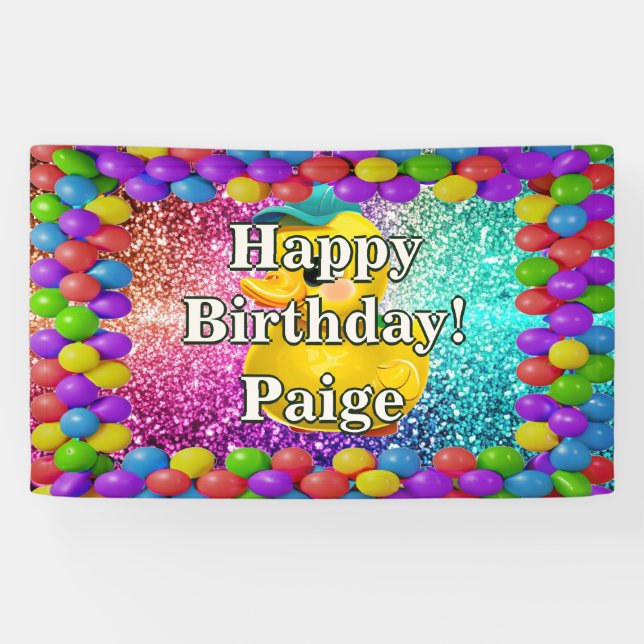 Rubber Duck Personalised character birthday banner (Horizontal)