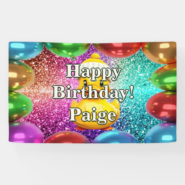 Rubber Duck Personalised character birthday banner (Horizontal)