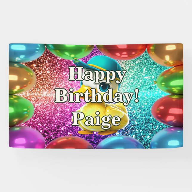 Rubber Duck Personalised character birthday banner (Horizontal)