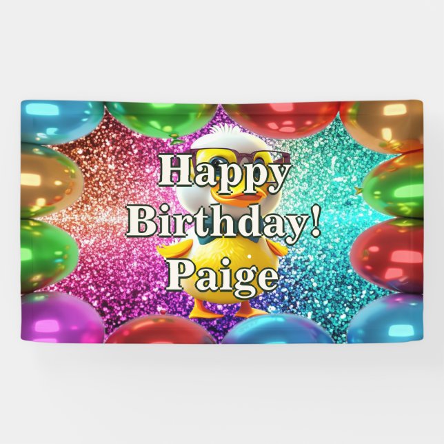 Rubber Duck Personalised character birthday banner (Horizontal)