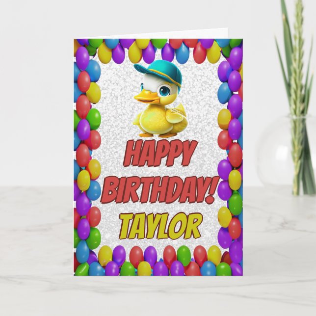 Rubber Duck Personalised Fun Greeting Birthday Card (Front)
