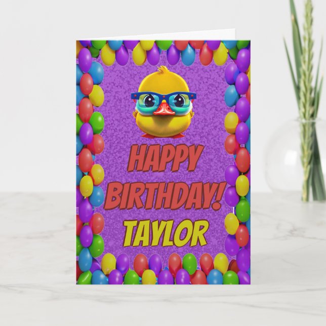 Rubber Duck Personalised Fun Greeting Birthday Card (Front)