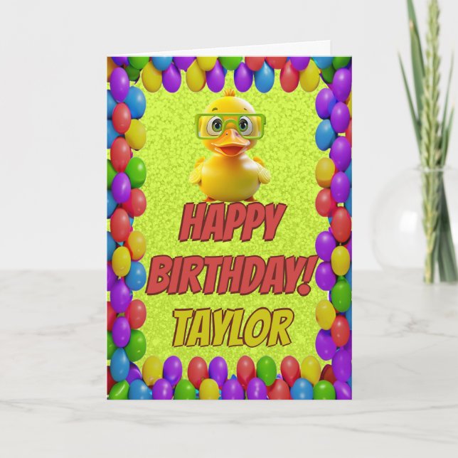 Rubber Duck Personalised Fun Greeting Birthday Card (Front)