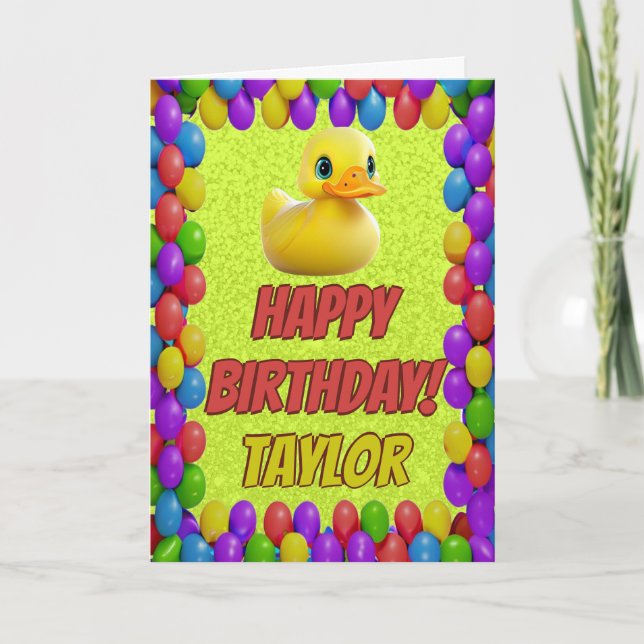 Rubber Duck Personalised Fun Greeting Birthday Card (Front)