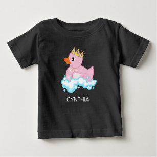 Rubber Duck (Pink) Vivid Print Personalised Baby T-Shirt