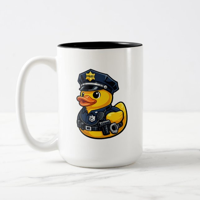 Rubber Duck Police Officer Two-Tone Coffee Mug (Left)