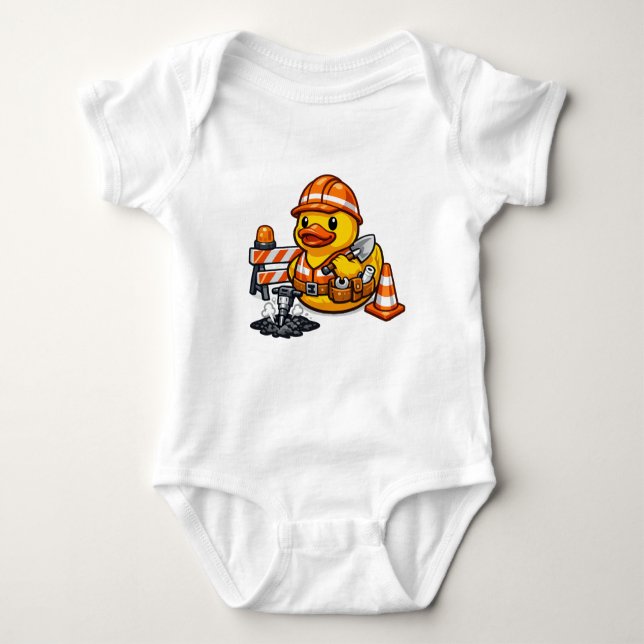 Rubber Duck Road Worker Baby Bodysuit (Front)
