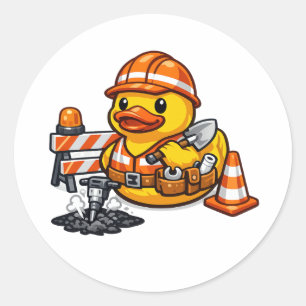 Rubber Duck Road Worker Classic Round Sticker