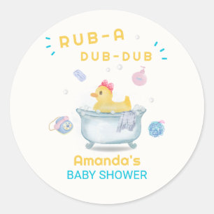 Rubber Duck Rub A Dub Dub Bathtub Baby Shower Classic Round Sticker