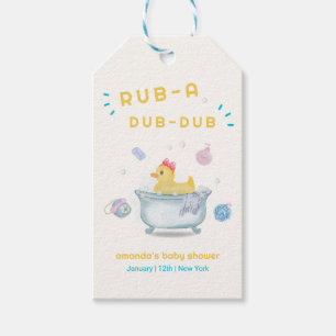 Rubber Duck Rub A Dub Dub Bathtub Baby Shower Gift Tags