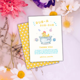 Rubber Duck Rub A Dub Dub Bathtub Baby Shower Thank You Card