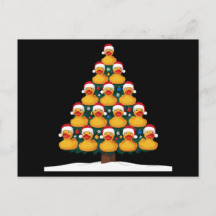 Rubber Duck Santa Hat Christmas Tree Xmas Holiday Postcard