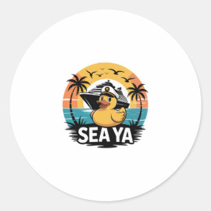 Rubber Duck Sea Ya Cruise Ship Vacation Family Mat Classic Round Sticker