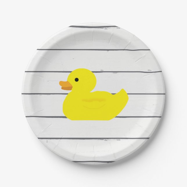 Rubber Duck Shiplap Paper Plate (Front)