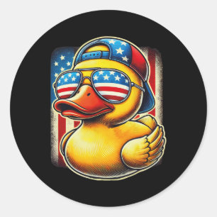 Rubber Duck Shirt Usa Flag Gift Funny Duckie Cool Classic Round Sticker