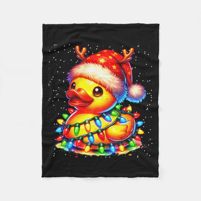 Rubber Duck Squad Christmas Light Reindeer Crew Xm Fleece Blanket (Front)