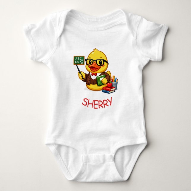 Rubber Duck Teacher Baby Bodysuit (Front)