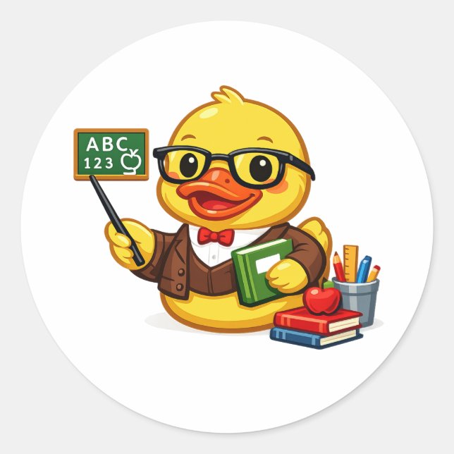 Rubber Duck Teacher Classic Round Sticker (Front)