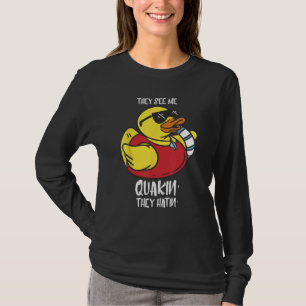 Rubber Duck They See Me Quakin' Cool Yellow Duck L T-Shirt
