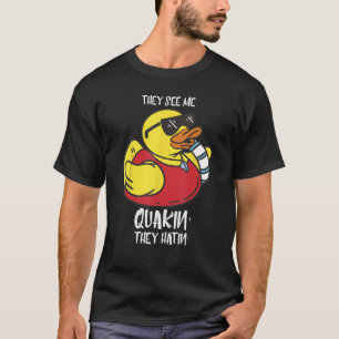Rubber Duck They See Me Quakin' Cool Yellow Duck L T-Shirt