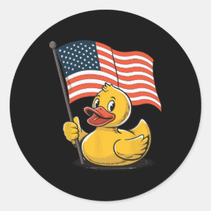 Rubber Duck Usa Flag Independence Day Bath Duck 3 Classic Round Sticker