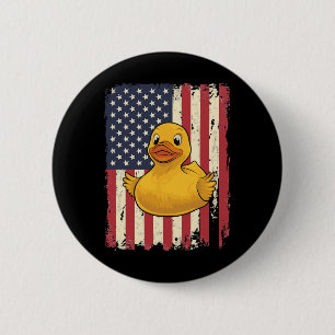 Rubber Duck Usa Flag Independence Day Bath Duck 6 Cm Round Badge