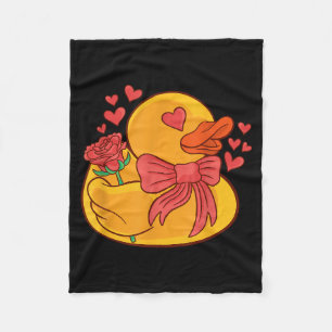 Rubber Duck Valentines Day Rubber Duckie  Fleece Blanket