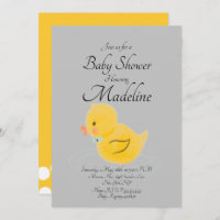 Rubber Duck Watercolored Grey  Baby Shower   