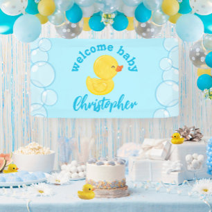 Rubber Duck Welcome Baby Name Hanging Vinyl Banner