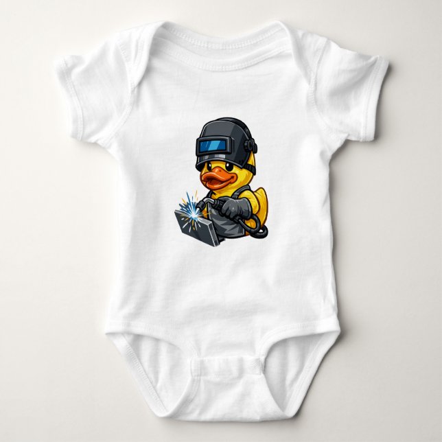Rubber Duck Welder Baby Bodysuit (Front)