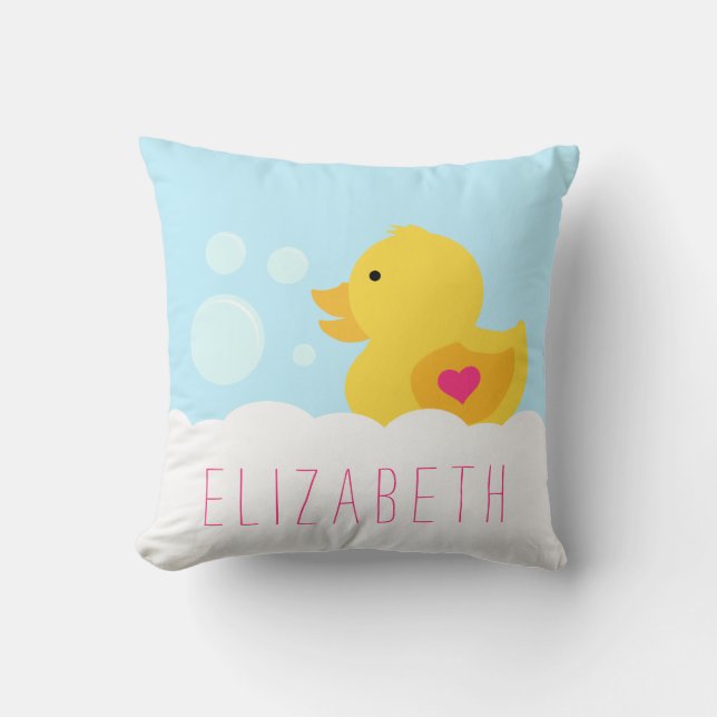 Rubber Duck With Pink Heart Cushion (Front)