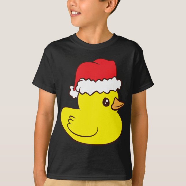 Rubber Duck With Santa Hat Cute Rubber Duck Christ T-Shirt (Front)