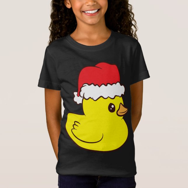 Rubber Duck With Santa Hat Cute Rubber Duck Christ T-Shirt (Front)