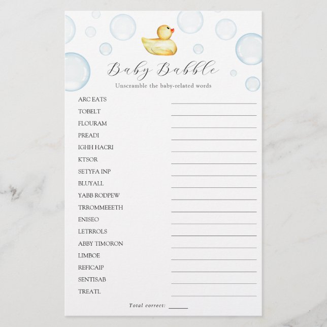 Rubber Duck Word Search and Scramble Double Game (Front)