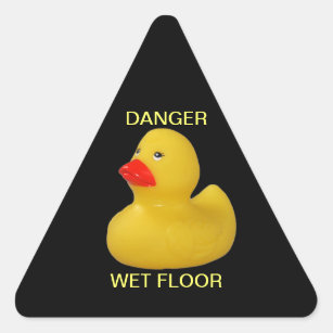 Rubber duck yellow danger wet floor stickers