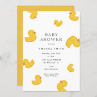 Rubber Duck Yellow Rub A Dub Dub Baby Shower Invit