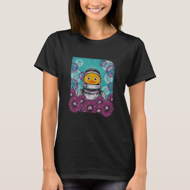 Rubber Duck Yellow Rubber Duck Moon Flower Space A T-Shirt (Front)
