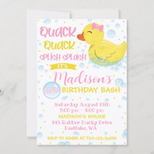 Rubber Duckie Birthday Invitation, Rubber Ducky Invitation