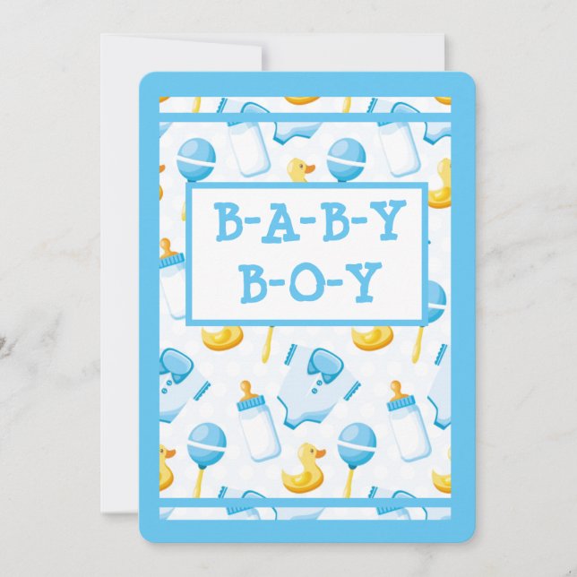 Rubber Duckie Blue Boy Baby Shower Invitation (Front)