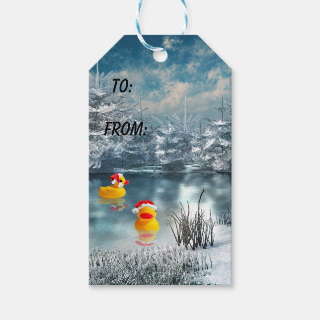Rubber duckie Christmas Gift Tags (Front)
