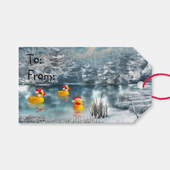 Rubber duckie Christmas Gift Tags (Front (Horizontal))