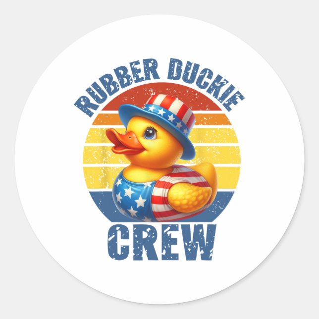Rubber Duckie Crew Funny Duck  Classic Round Sticker (Front)