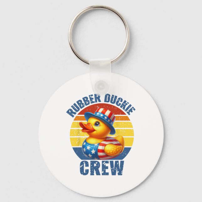 Rubber Duckie Crew Funny Duck  Key Ring (Front)
