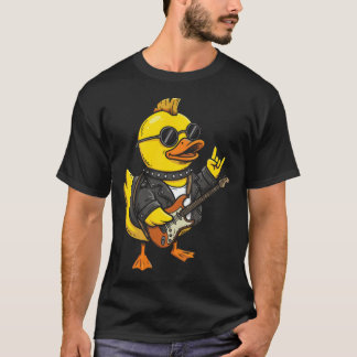 Rubber Duckie Playing Guitar Rock 'N' Roll Rubber T-Shirt