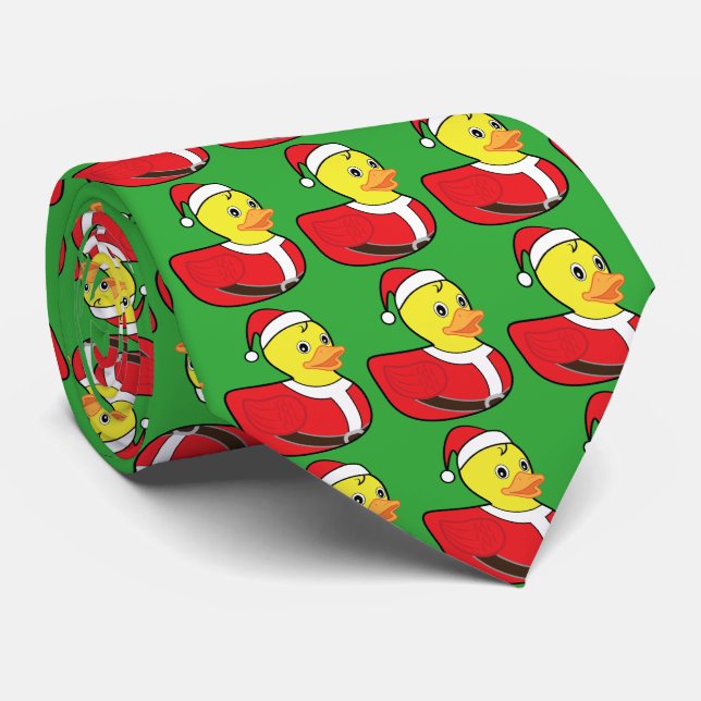 Rubber Duckie Wearing a Santa Hat Tie (Rolled)
