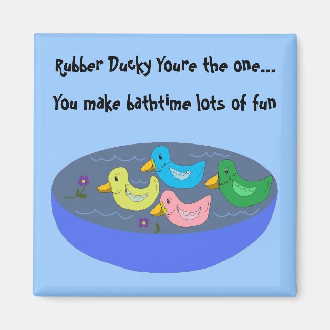 Rubber Duckies Bath Time Magnet (Front)
