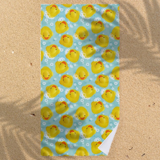 Rubber Ducks Bath Pattern Beach Towel (Creator Uploaded)