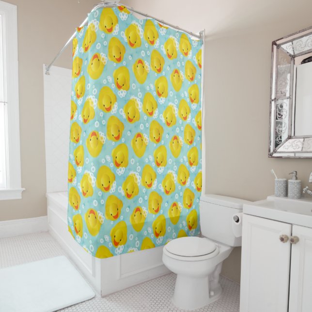 Rubber Ducks Bath Pattern Shower Curtain (In Situ)