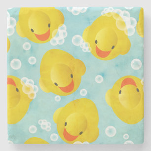 Rubber Ducks Bath Pattern Stone Coaster