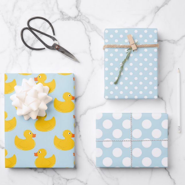 Rubber Ducks Matching Patterns Wrapping Paper Sheet (Front)
